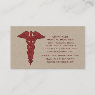 Carte de visite professionnel Caduceus, Rouge