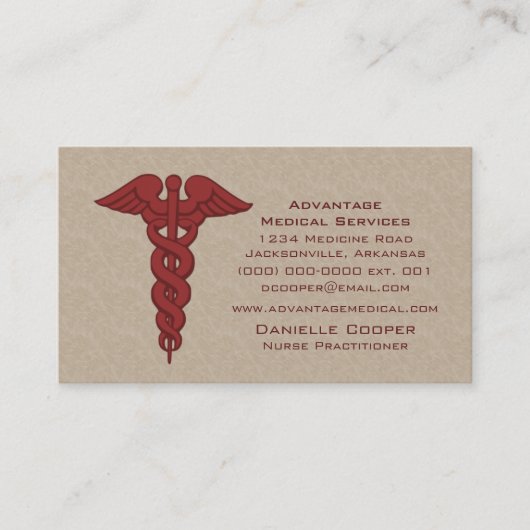 Carte de visite professionnel Caduceus, Rouge (Devant)