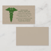 Carte de visite professionnel Caduceus, Vert (Devant / Derrière)