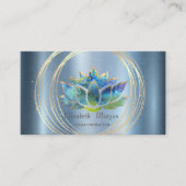 Carte De Visite Professionnel, Cercles d'or Lotus Blue Metallic (Devant)