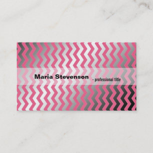 Carte De Visite Professionnel chevron rose et gris brillant