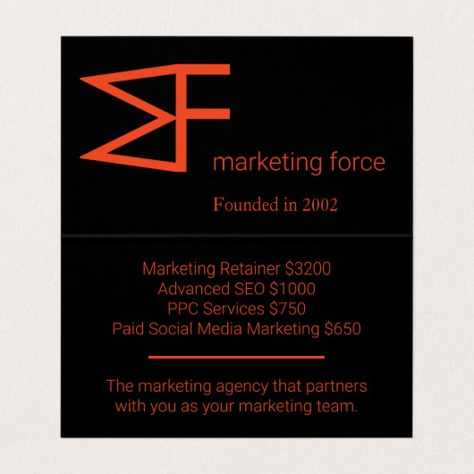 Carte de visite professionnel chic (Intérieur déplié)