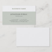 Carte De Visite Professionnel Chic Design Simple Beige Vert Blanc (Devant / Derrière)