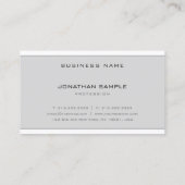 Carte De Visite Professionnel Chic Moderne Gris Blanc Simple Plat (Dos)
