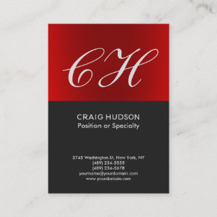 Carte de visite professionnel Chic Red Grey