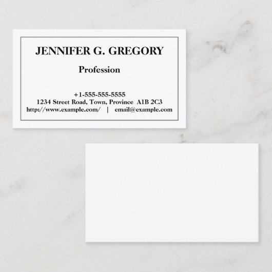 Carte de visite professionnel classique (Devant / Derrière)