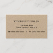 Carte de visite professionnel classique (Dos)