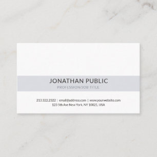Carte De Visite Professionnel Classique Clair Blanc Gris Simple