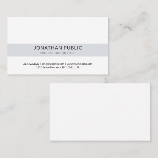 Carte De Visite Professionnel Classique Clair Blanc Gris Simple (Devant / Derrière)