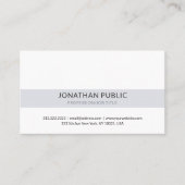 Carte De Visite Professionnel Classique Clair Blanc Gris Simple (Devant)