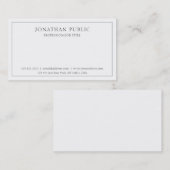 Carte De Visite Professionnel Classique Simple Élégant Blanc Gris (Devant / Derrière)