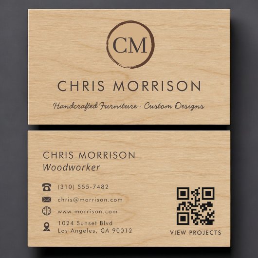 Carte De Visite Professionnel Code QR Bois Menuisier