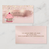 Carte De Visite Professionnel, Confettis Dorés, Cupcake à la Bross (Devant / Derrière)