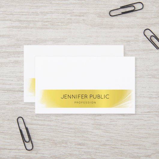 Carte De Visite Professionnel Créatif manuscrit moderne Gold Luxe (Devant/Arrière en situation)