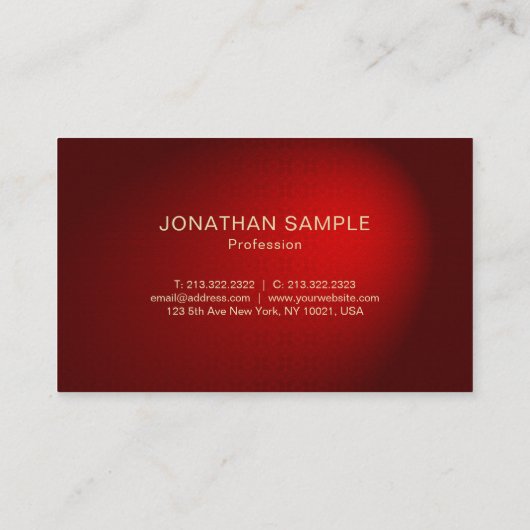 Carte De Visite Professionnel Creative Black Red Damask Luxe (Dos)