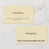 Carte De Visite Professionnel crème d'impression typographique (Devant / Derrière)