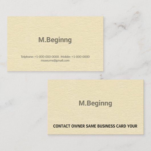 Carte De Visite Professionnel crème d'impression typographique (Devant / Derrière)