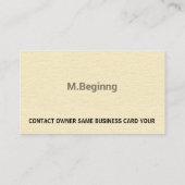 Carte De Visite Professionnel crème d'impression typographique (Dos)