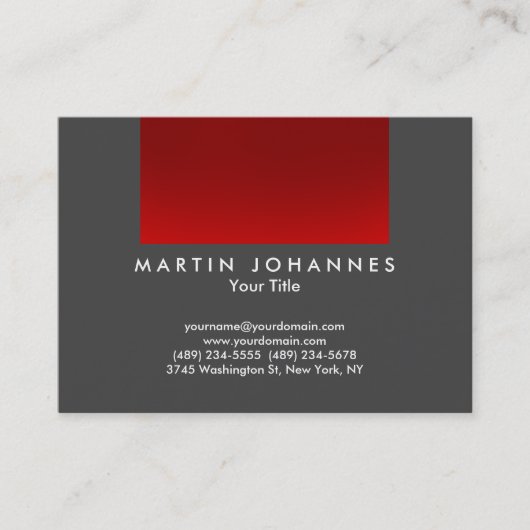 Carte de visite professionnel de bande rouge gris  (Devant)