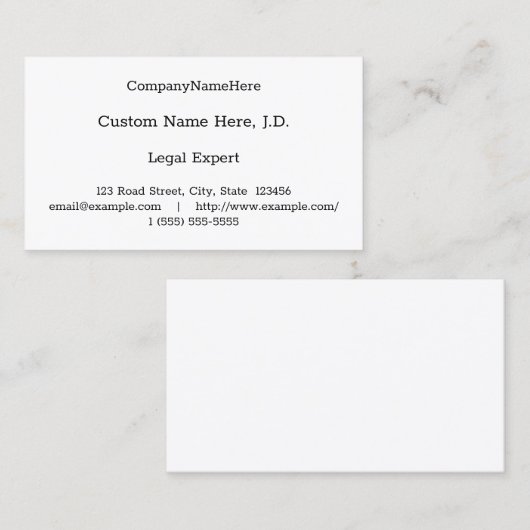 Carte de visite professionnel de base (Devant / Derrière)