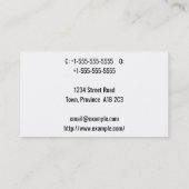 Carte de visite professionnel de base et humble (Dos)