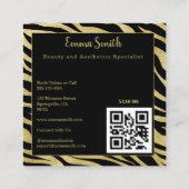 Carte de visite professionnel de beauté noir et or (Dos)