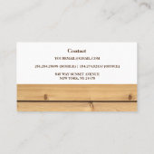 Carte de visite professionnel de charpentier en bo (Dos)