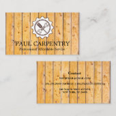 Carte de visite professionnel de charpentier en bo (Devant / Derrière)