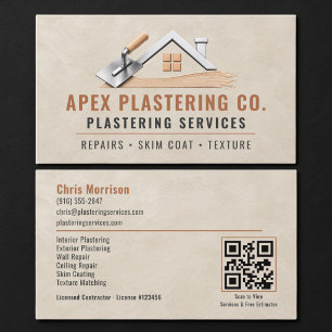 Carte De Visite Professionnel de code QR de plâtrage