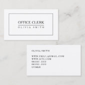 Carte De Visite Professionnel de commis de bureau (Devant / Derrière)