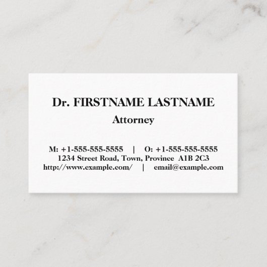 Carte de visite professionnel de droit classique (Devant)