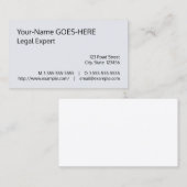 Carte de visite professionnel de droit minimal et (Devant / Derrière)