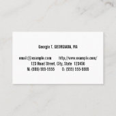 Carte de visite professionnel de droit, simple (Dos)