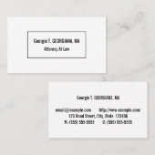 Carte de visite professionnel de droit, simple (Devant / Derrière)