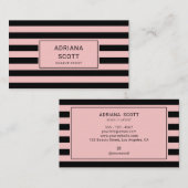 Carte De Visite Professionnel de la beauté Stripe Rose Blush Chic (Devant / Derrière)