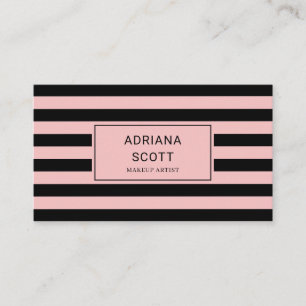 Carte De Visite Professionnel de la beauté Stripe Rose Blush Chic