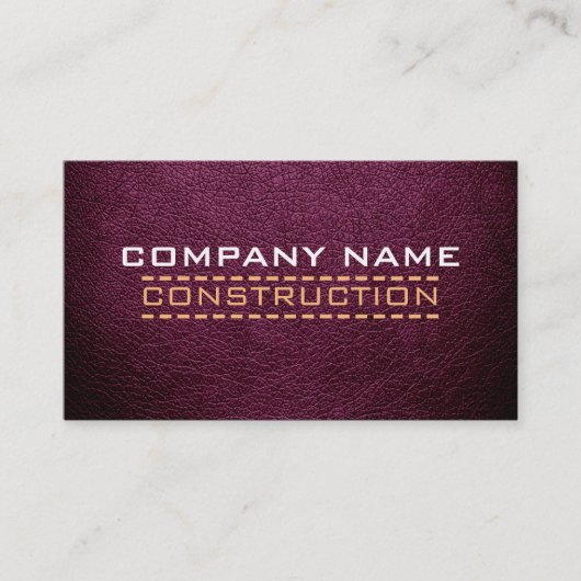 Carte De Visite Professionnel de la construction aspect cuir #4 (Devant)