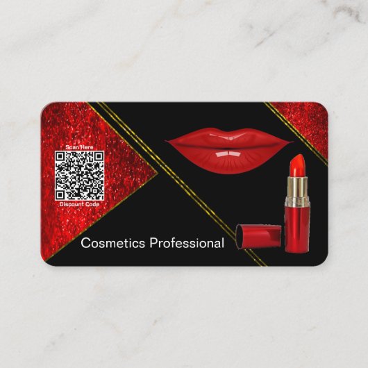 Carte De Visite Professionnel de la cosmétique | Noir-rouge | CART (Devant)