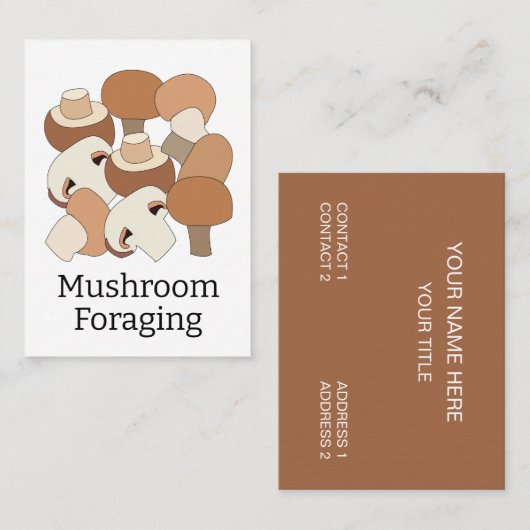 Carte De Visite Professionnel de la cueillette de champignons come (Devant / Derrière)