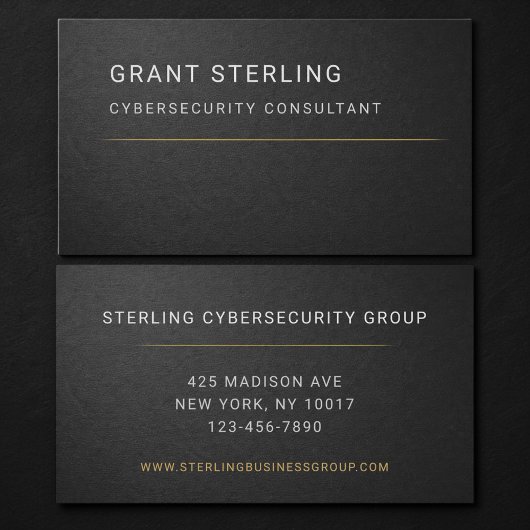Carte De Visite Professionnel de la cybersécurité IT Noir