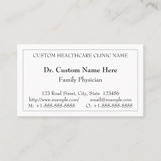 Carte de visite professionnel de la santé classiqu (Devant)