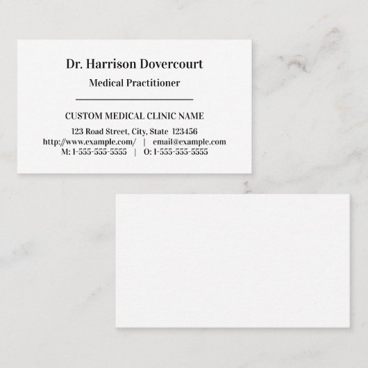 Carte de visite professionnel de la santé classiqu (Devant / Derrière)