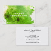 Carte De Visite Professionnel de l'aquarelle verte de citron vert (Devant / Derrière)