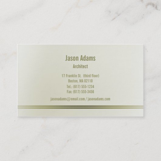 Carte De Visite Professionnel de l'architecte | (Dos)