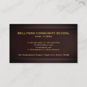 Carte De Visite Professionnel de l'éducation Red Maroon Gold (Dos)