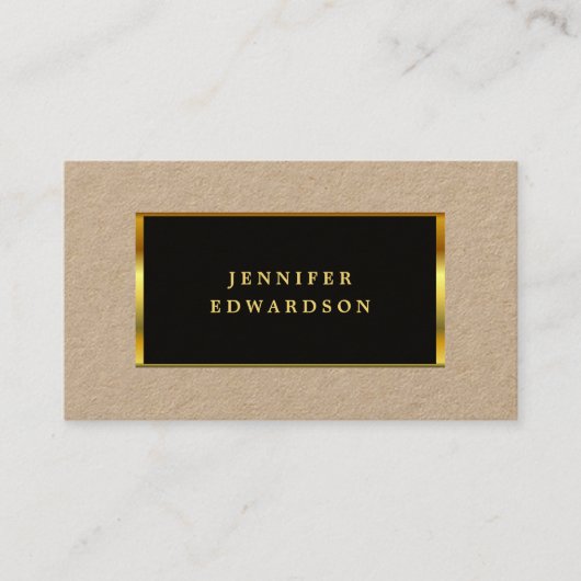 Carte De Visite Professionnel de l'or noir rustique moderne kraft (Devant)