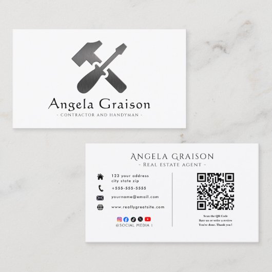Carte De Visite Professionnel de maintenance | Maison Moderne (Devant / Derrière)