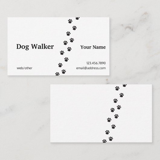 Carte de visite professionnel de marcheur de chien (Devant / Derrière)