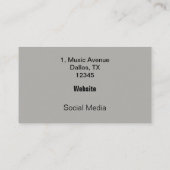 Carte De Visite Professionnel de musique. Tambours/percussion (Dos)