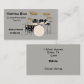Carte De Visite Professionnel de musique. Tambours/percussion (Devant / Derrière)
